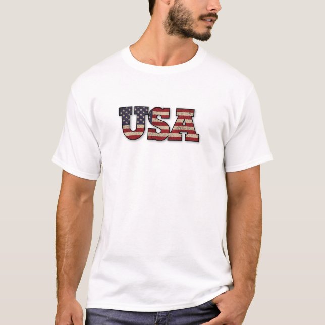 American Flag Text  Design T-Shirt (Front)