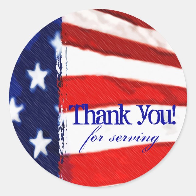 American Flag Thank You Classic Round Sticker (Front)