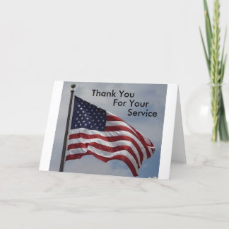 American Flag, Thank You, For Your, Service You Card