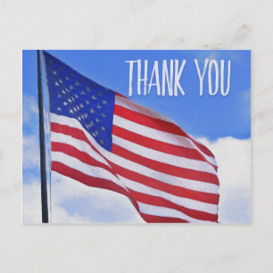 American Flag Thank You Postcard