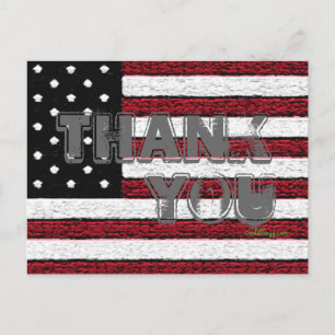 American Flag Thank You Postcard (Grey)
