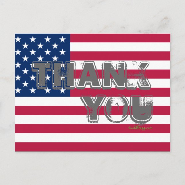 American Flag Thank You Postcard (Grey) (Front)