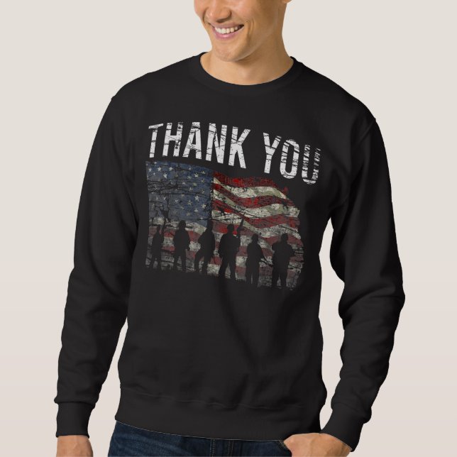 American Flag Thank You Veterans Proud Veteran 1 Sweatshirt (Front)