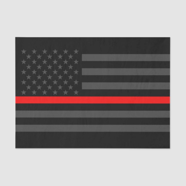 American Flag Thin Red Line Classic Symbol on Tissue Paper (Front)