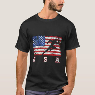 American Flag Track Field Usa Track Team T-Shirt