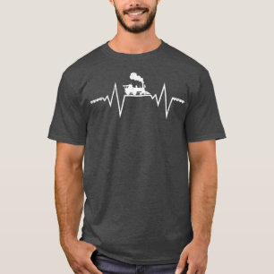 American Flag Train Heartbeat Railroad Engine T-Shirt
