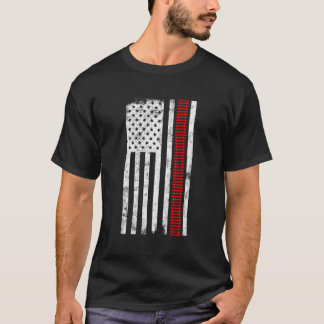 American Flag Train Tracks Gift For Railroad Condu T-Shirt