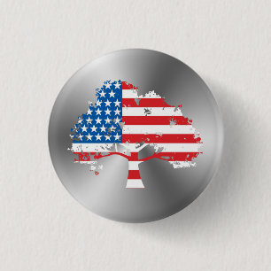 American Flag Tree 3 Cm Round Badge
