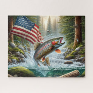 American Flag Trout Jigsaw Puzzle