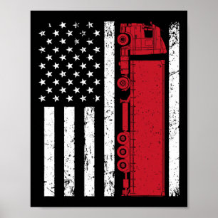 American Flag Truck Driver Trucker 4th Of July Tru Poster