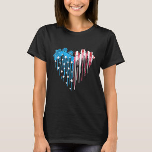 American Flag Truck Heart 4th Of Julyy Starrs Cars T-Shirt