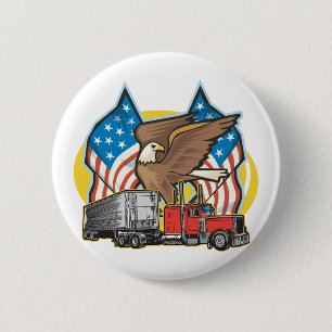 American Flag Trucker 6 Cm Round Badge