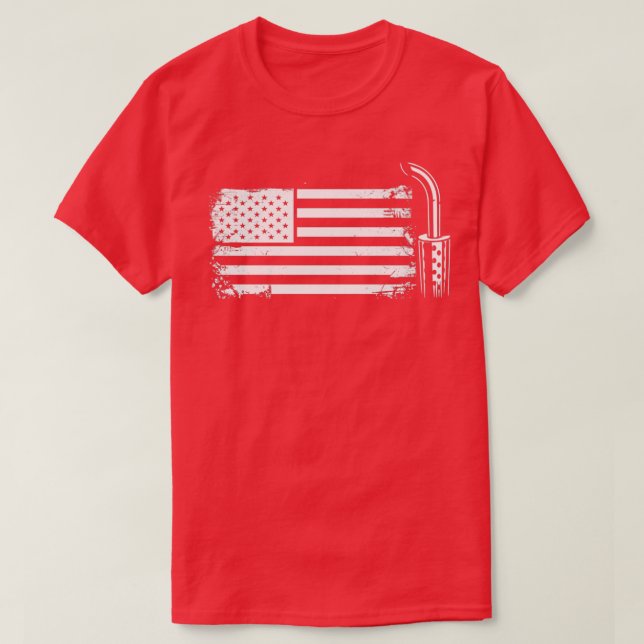 American Flag Trucker T-Shirt (Design Front)