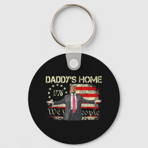 American Flag Trump 2024 Daddy's Home We The Peopl Key Ring