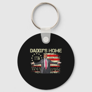 American Flag Trump 2024 Daddy's Home We The Peopl Key Ring