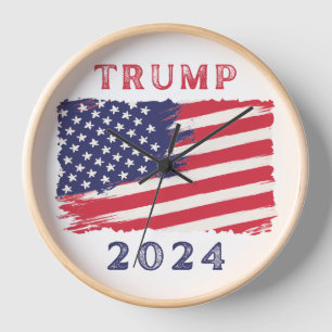 American Flag Trump 2024 Wall Clock