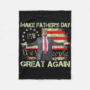 American Flag Trump Make Father's Day Great Again Fleece Blanket