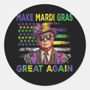 American Flag Trump Make Mardi Gras Great Again Classic Round Sticker