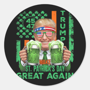American Flag Trump Make St Patricks Day Great Aga Classic Round Sticker