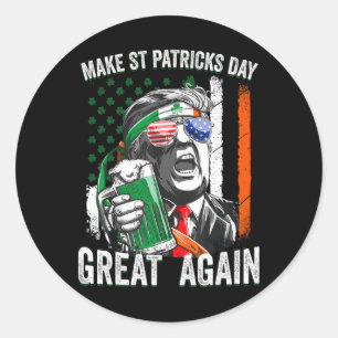 American Flag Trump Make St Patricks Day Great Aga Classic Round Sticker