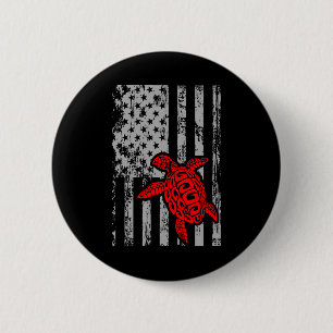 American Flag Turtle 4th Of July Usa 6 Cm Round Badge