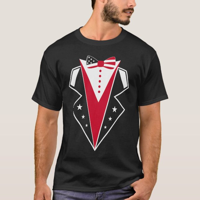 American Flag Tuxedo Fourth 4th of July American F T-Shirt (Front)