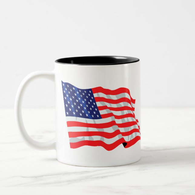 American flag  Two-Tone coffee mug (Left)