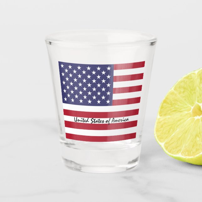 American Flag & United States - USA party /sports Shot Glass (Front)