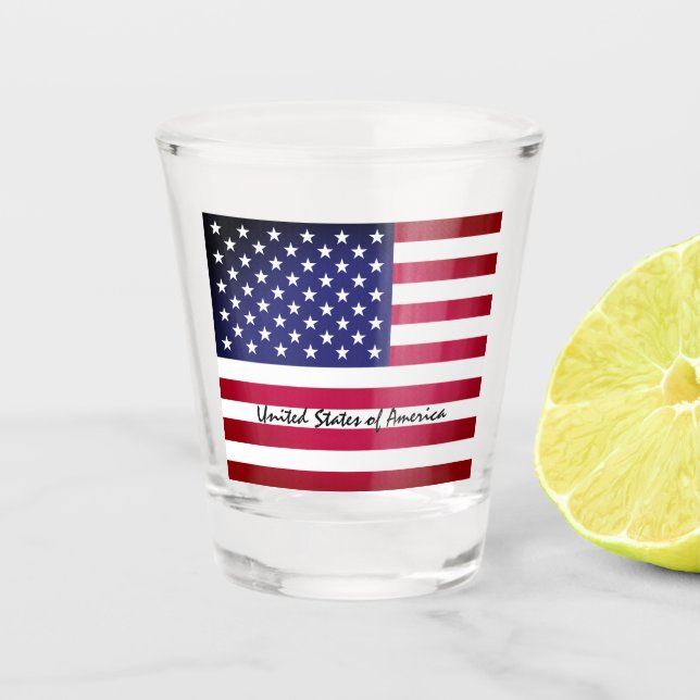 American Flag & United States - USA party /sports  Shot Glass (Front)