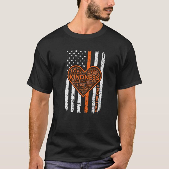 American Flag Unity Day Orange Kids Anti Bullying T-Shirt (Front)