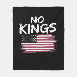 American Flag Upside Down Distress No Kings Long F Fleece Blanket