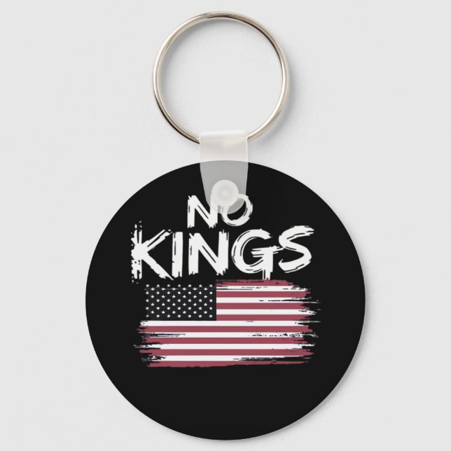 American Flag Upside Down Distress No Kings Long F Key Ring (Front)