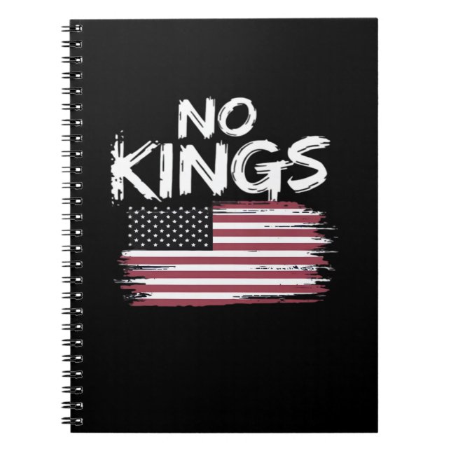 American Flag Upside Down Distress No Kings Long F Notebook (Front)