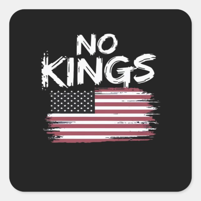 American Flag Upside Down Distress No Kings Long F Square Sticker (Front)