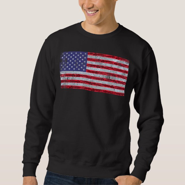 American Flag Us Fisherman Alligator Gar Fishing Sweatshirt (Front)