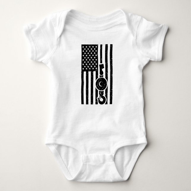 AMERICAN FLAG US FLAG Crane Operator Towing Truck Baby Bodysuit (Front)