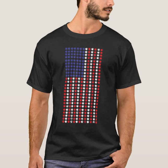 American Flag Us Patriot Tennis Ball Cool Sports T-Shirt (Front)