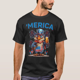 American Flag US Patriotic Chicken 4th Of July Mer T-Shirt