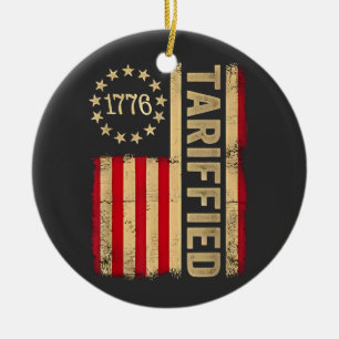 American Flag USA 1776 American Tarrifs Ceramic Ornament