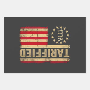 American Flag USA 1776 American Tarrifs Wrapping Paper Sheet