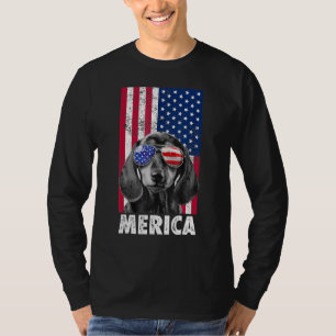 American Flag Usa 4th Of July Dachshund Doxie Ween T-Shirt