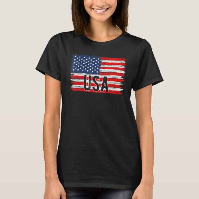 American Flag Usa 4th Of July Independence Day Pat T-Shirt (Front)