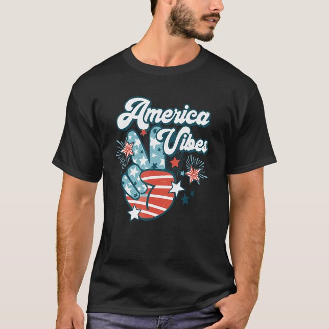 American Flag USA 4th of July Independence Day Pat T-Shirt (Front)
