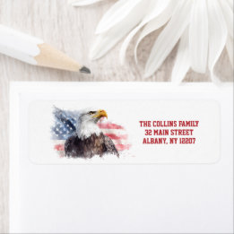 American Flag USA 4th of July Return Address Label