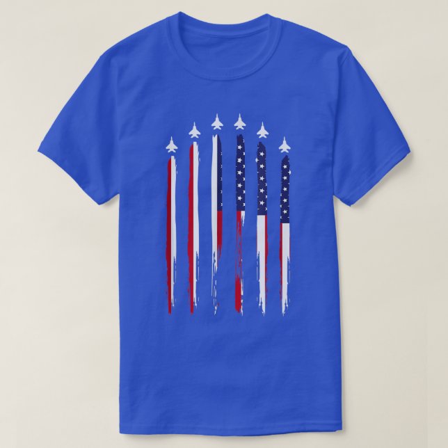 American Flag USA Airplane Jet Fighter 4th of July T-Shirt (Design Front)