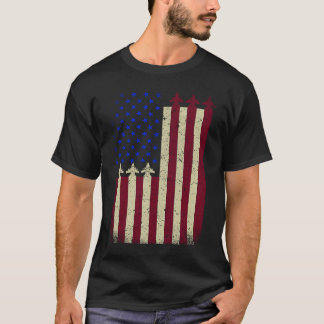 American Flag USA Airplane Jet Fighter Patriot 4th T-Shirt