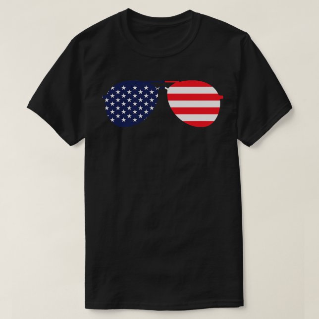 American Flag USA Aviator Sunglasses T-Shirt (Design Front)