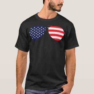 American Flag USA Aviator Sunglasses T-Shirt