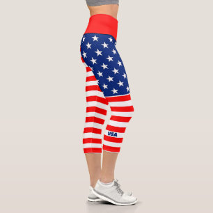 American Flag Usa Capri Leggings