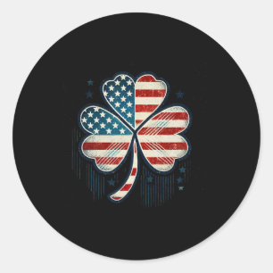 American Flag Usa Clover St Patricks Day Classic Round Sticker
